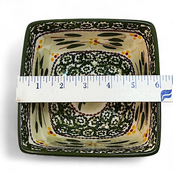 Temptations By Tara Old World Set Of 2 Green Flowal Nesting Bowles 1Qt and 1.5Qt - Picture 7 of 8
